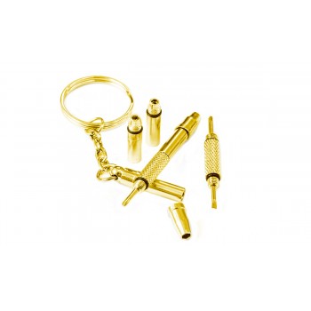 Отвертка-брелок многофункциональная 5 в 1 (желтая)