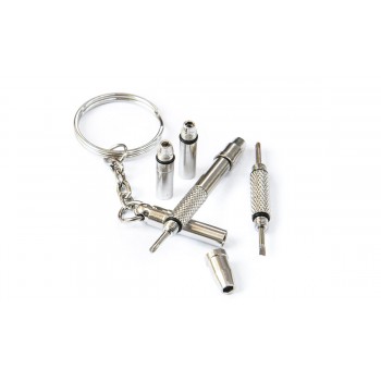 Отвертка-брелок многофункциональная 5 в 1 (серая)