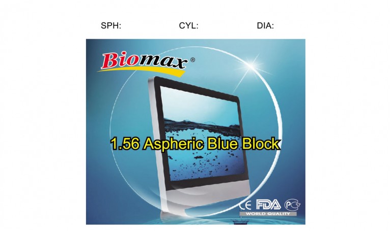 Полимерная астигматическая асферическая линза Blueblock. Ind. 1,56 Ø70-65 (SPH -6.5 -8.0/ CYL -0.25 -2.0)