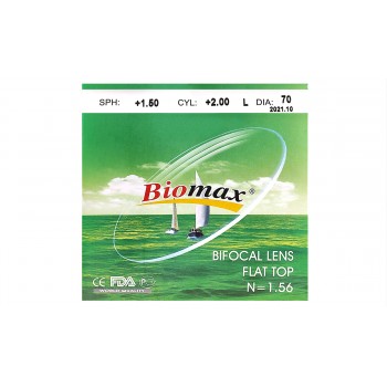Полимерная бифокальная линза BIOLIFE HMC+EMI Ind. 1,56 Ø70 (+0.0 +3.0 Add +0.0 +3.0)