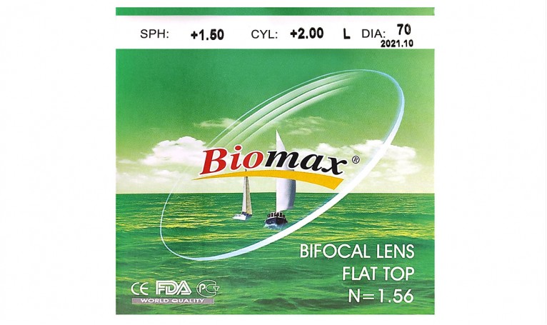 Полимерная бифокальная линза BIOLIFE HMC+EMI Ind. 1,56 Ø70 (+0.0 +3.0 Add +0.0 +3.0)