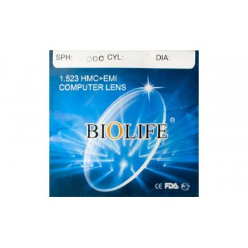 Минеральная компьютерная линза BIOLIFE c покрытием EMI Ind. 1,523 Ø65 (±0.0 / ±4.0)