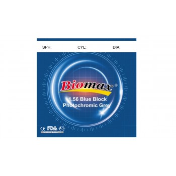 Полимер-фотохромная линза BIOMAX BLUEBLOCK (серая) Ind. 1,56 Ø70 (-6,5 / -8,0)